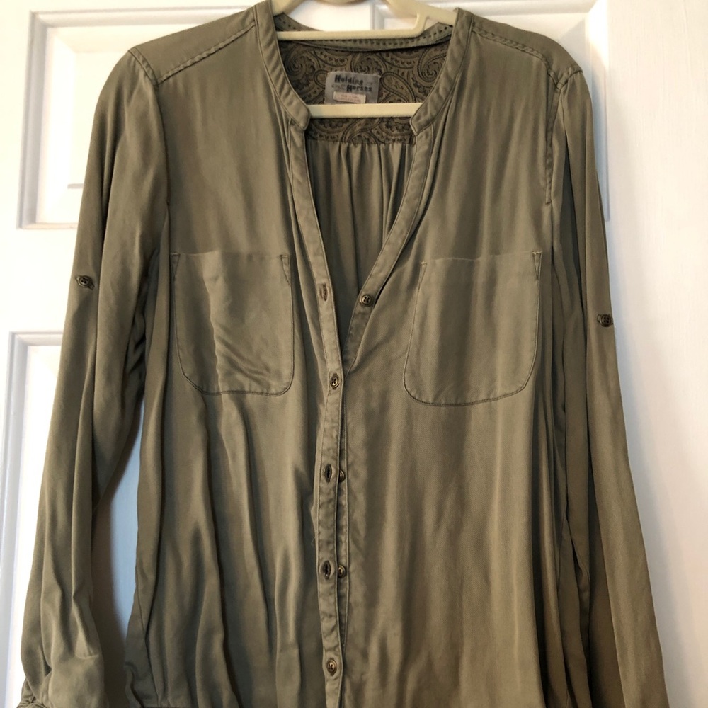 Anthropologie Army Green Button Up